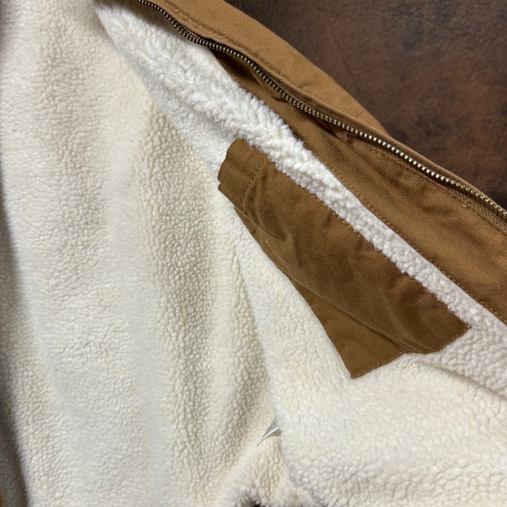 NWOT Lee Workwear Unisex Mens Large Tan Canvas Vest‎ with Sherpa Inside. Pockets - Picture 9 of 10